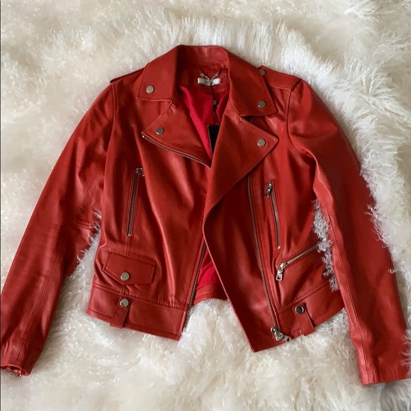 Desa Genuine Leather RED Moto jacket size Small - Picture 2 of 14